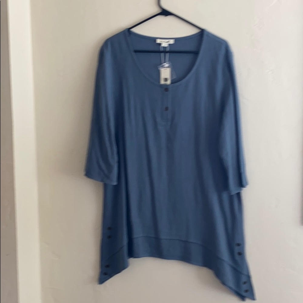 Light Blue Rayon Linen Tunic Size XL